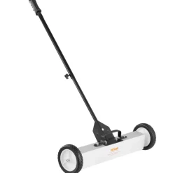 VEVOR 50Lbs Rolling Magnetic Sweeper with Wheels, Push-Type Magnetic Pick Up Sweeper, 24-inch Large Magnet Pickup Lawn Sweeper with Telescoping Handle, Easy Cleanup of Workshop Garage Yard