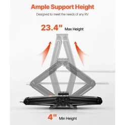 VEVOR 9000 lbs RV Scissor Jacks, 4-23.4 in RV Stabilizer Leveling Scissor Jacks, Set of 4, Heavy Duty Stabilizer Jack with Crank Handle, Socket and Bubble Levels, Not Easily Bent or Deformed