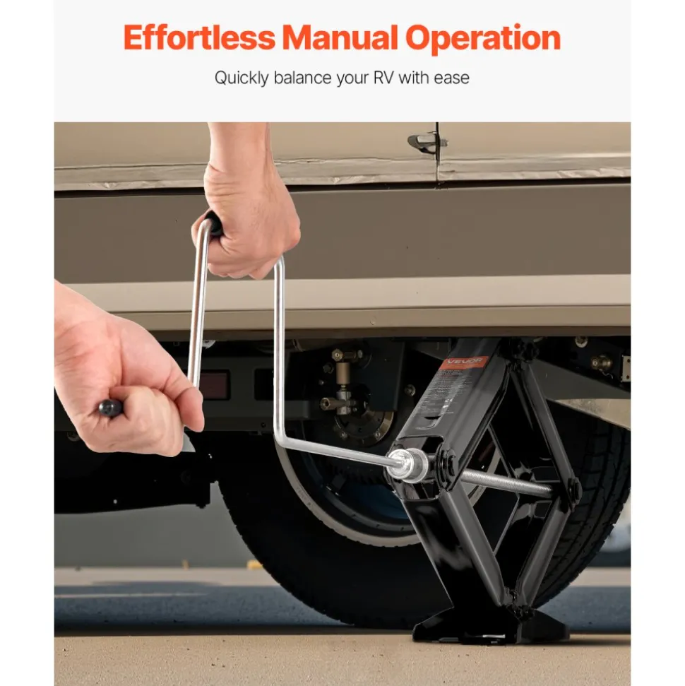 VEVOR 6500 lbs RV Scissor Jacks, 4-23.4 in RV Stabilizer Leveling Scissor Jacks, Set of 2, Heavy Duty Stabilizer Jack with Crank Handle, Socket and Bubble Levels, Not Easily Bent or Deformed