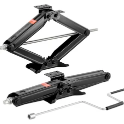 VEVOR 6500 lbs RV Scissor Jacks, 4-23.4 in RV Stabilizer Leveling Scissor Jacks, Set of 2, Heavy Duty Stabilizer Jack with Crank Handle, Socket and Bubble Levels, Not Easily Bent or Deformed
