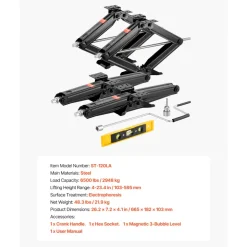VEVOR 6500 lbs RV Scissor Jacks, 4-23.4 in RV Stabilizer Leveling Scissor Jacks, Set of 4, Heavy Duty Stabilizer Jack with Crank Handle, Socket and Bubble Levels, Not Easily Bent or Deformed