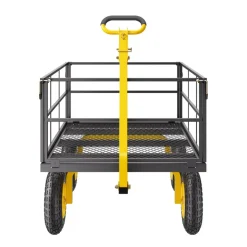 VEVOR 1400 Lbs Steel Garden Cart, Heavy Duty Pullable Garden Wagon Yard Cart, 2 in 1 Outdoor Metal Utility Wagon Yard Trailer with 13" All Terrain Tires, Mesh Removable Sides and 180°Rotating Handle