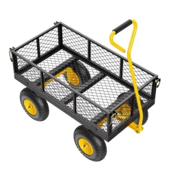VEVOR 500 Lbs Steel Garden Cart, Heavy Duty Garden Wagon Cart Pullable on Wheels, Metal Yard Utility Wagon Carts with 10
