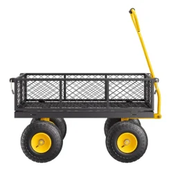 VEVOR 500 Lbs Steel Garden Cart, Heavy Duty Garden Wagon Cart Pullable on Wheels, Metal Yard Utility Wagon Carts with 10