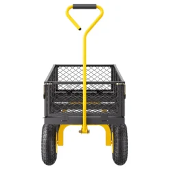 VEVOR 500 Lbs Steel Garden Cart, Heavy Duty Garden Wagon Cart Pullable on Wheels, Metal Yard Utility Wagon Carts with 10