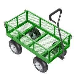 VEVOR 680 Lbs Steel Garden Cart on Wheels, Heavy Duty Garden Wagon Cart Pullable, Metal Outdoor Utility Yard Wagon Carts with 10