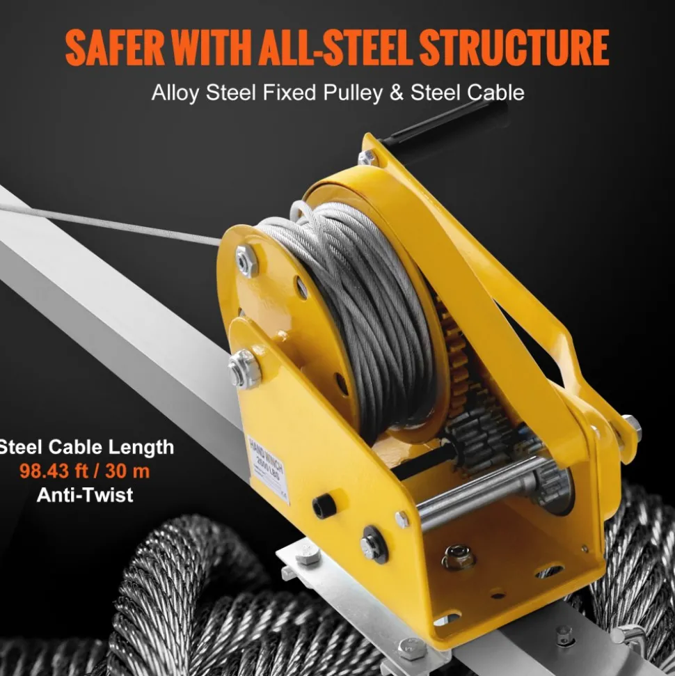 VEVOR 2600 lbs Winch Confined Space Tripod Kit, Confined Space Tripod 8' Legs and 98' Cable, Confined Space Rescue Tripod 33' Fall Protection with Blower, Gas detector, Harness.