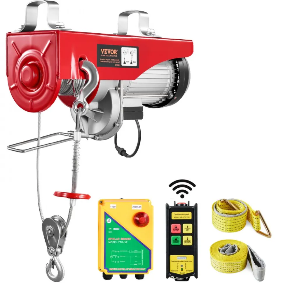 VEVOR 2200 lbs Wireless Attic Lift, 1600W 110V Electric Hoist with Wireless Remote Control, 40ft Single Cable Lifting Height & High-quality Motor, for Garage Warehouse Factory