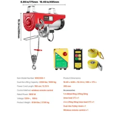 VEVOR 2200 lbs Wireless Attic Lift, 1600W 110V Electric Hoist with Wireless Remote Control, 40ft Single Cable Lifting Height & High-quality Motor, for Garage Warehouse Factory