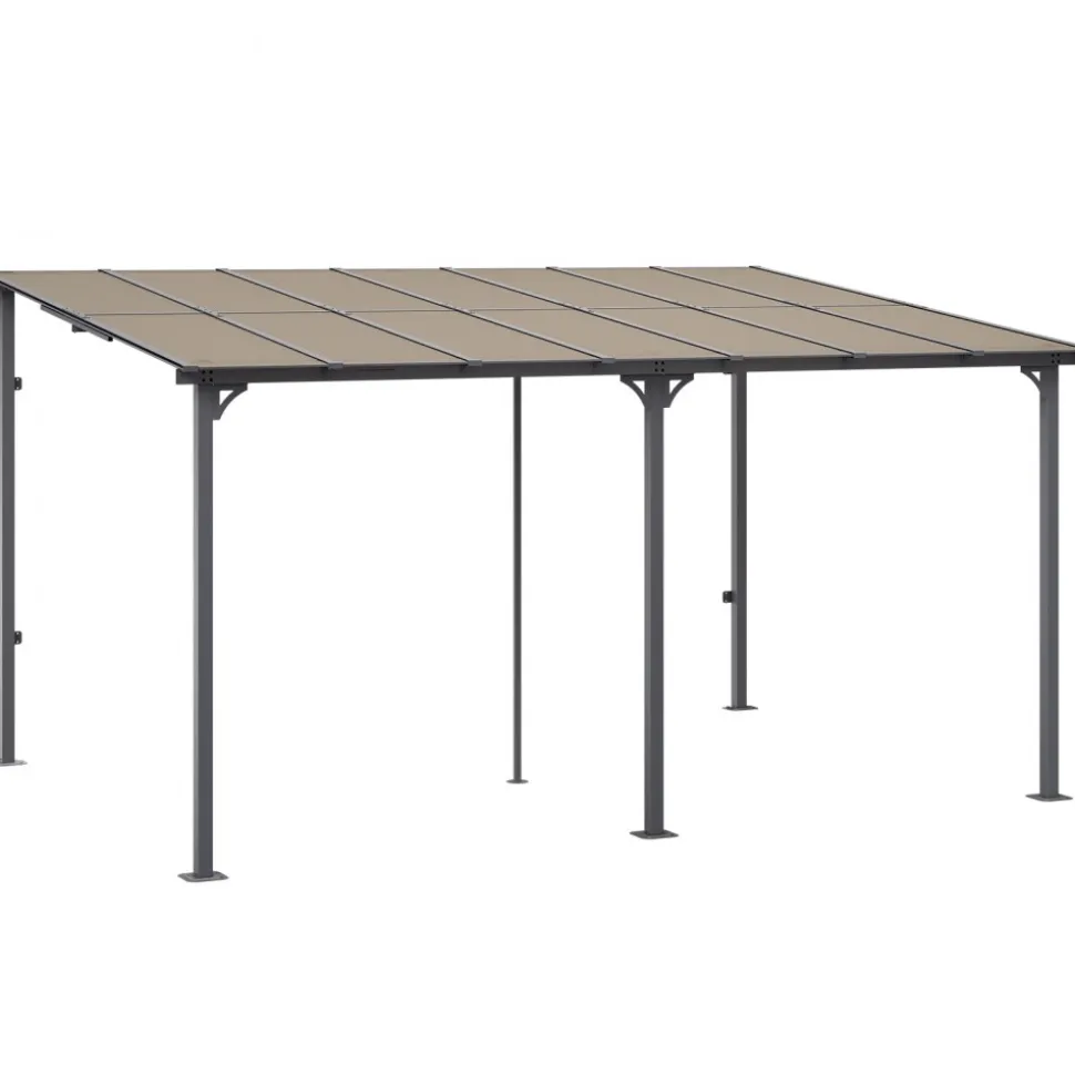 VEVOR Lean to Gazebo for Patio, 10' x 14' Hard Top Gazebo with Aluminum Frame, Wall Mounted & Freestanding Pergola, UV Resistant Polycarbonate Roof, Outdoor Patio Awnings for Deck, Garden and Backyard