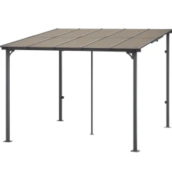 VEVOR Lean to Gazebo for Patio, 10' x 10' Hard Top Gazebo with Medal Frame, Wall Mounted & Freestanding Pergola, UV Resistant Polycarbonate Roof, Outdoor Patio Awnings for Deck, Garden and Backyard