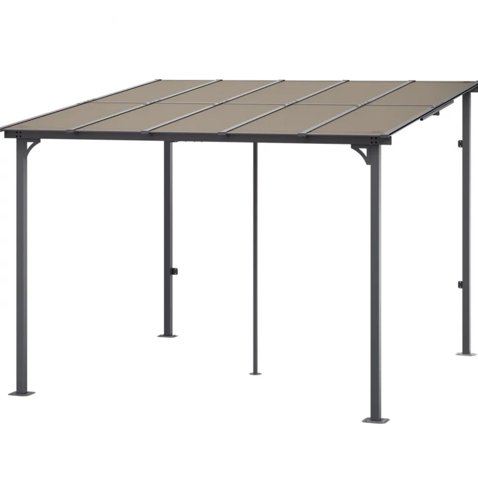 VEVOR Lean to Gazebo for Patio, 10' x 10' Hard Top Gazebo with Medal Frame, Wall Mounted & Freestanding Pergola, UV Resistant Polycarbonate Roof, Outdoor Patio Awnings for Deck, Garden and Backyard