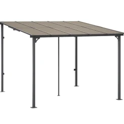 VEVOR Lean to Gazebo for Patio, 10' x 10' Hard Top Gazebo with Medal Frame, Wall Mounted & Freestanding Pergola, UV Resistant Polycarbonate Roof, Outdoor Patio Awnings for Deck, Garden and Backyard