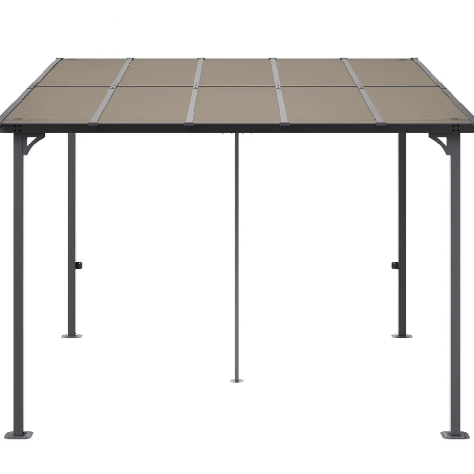 VEVOR Lean to Gazebo for Patio, 10' x 10' Hard Top Gazebo with Medal Frame, Wall Mounted & Freestanding Pergola, UV Resistant Polycarbonate Roof, Outdoor Patio Awnings for Deck, Garden and Backyard