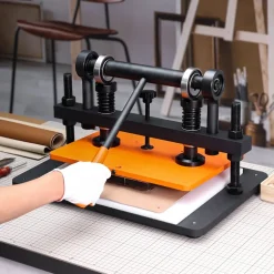VEVOR Leather Cutting Machine, 14.2 x 10.2 in Embossing Plate Manual Die Cutter, 0.47 in Pressure Stroke Dual Guide Shafts Die Cut Machine, Leather Embossing Machine for Various of Materials