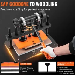 VEVOR Leather Cutting Machine, 10.2 x 5.9 in Embossing Plate Manual Die Cutter, 0.47 in Pressure Stroke Dual Guide Shafts Die Cut Machine, Leather Embossing Machine for Various of Materials