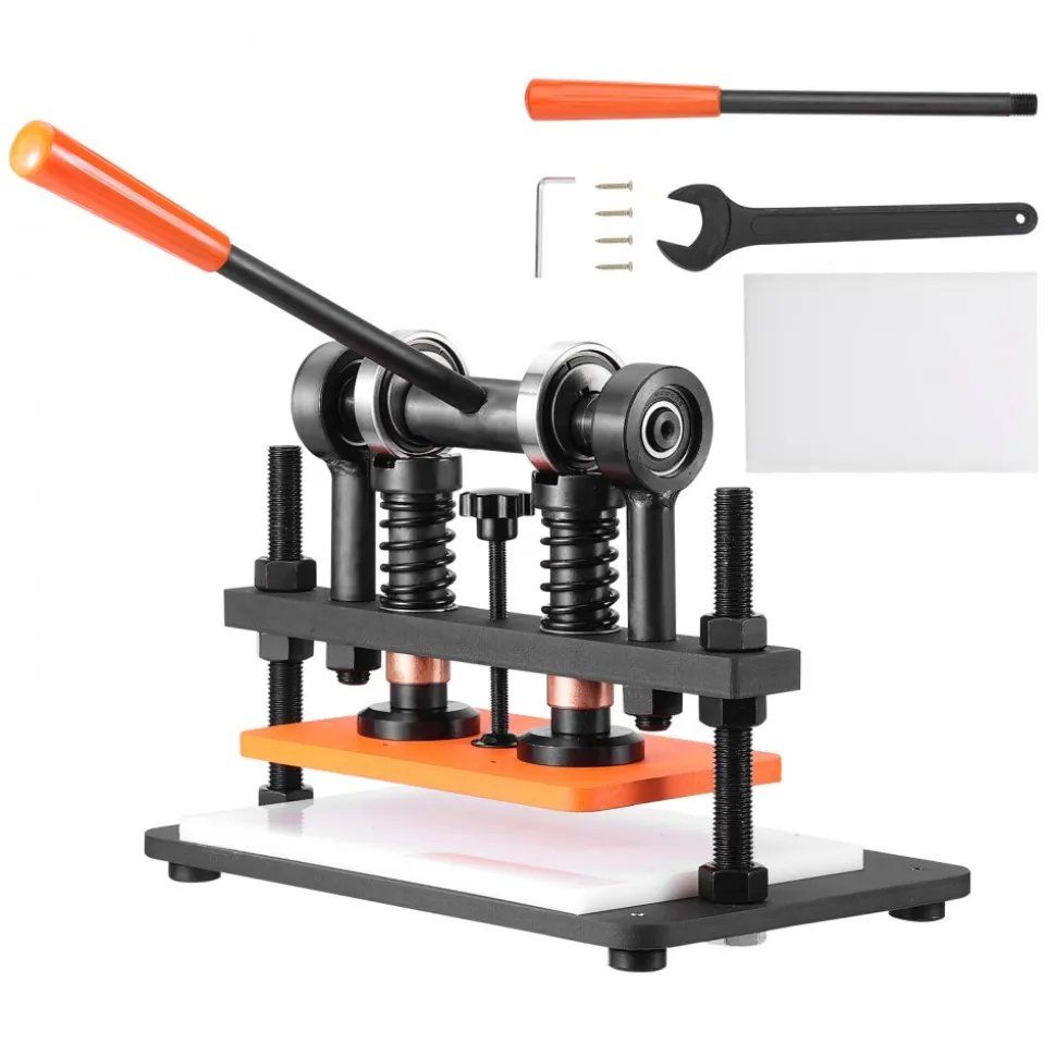 VEVOR Leather Cutting Machine, 10.2 x 5.9 in Embossing Plate Manual Die Cutter, 0.47 in Pressure Stroke Dual Guide Shafts Die Cut Machine, Leather Embossing Machine for Various of Materials