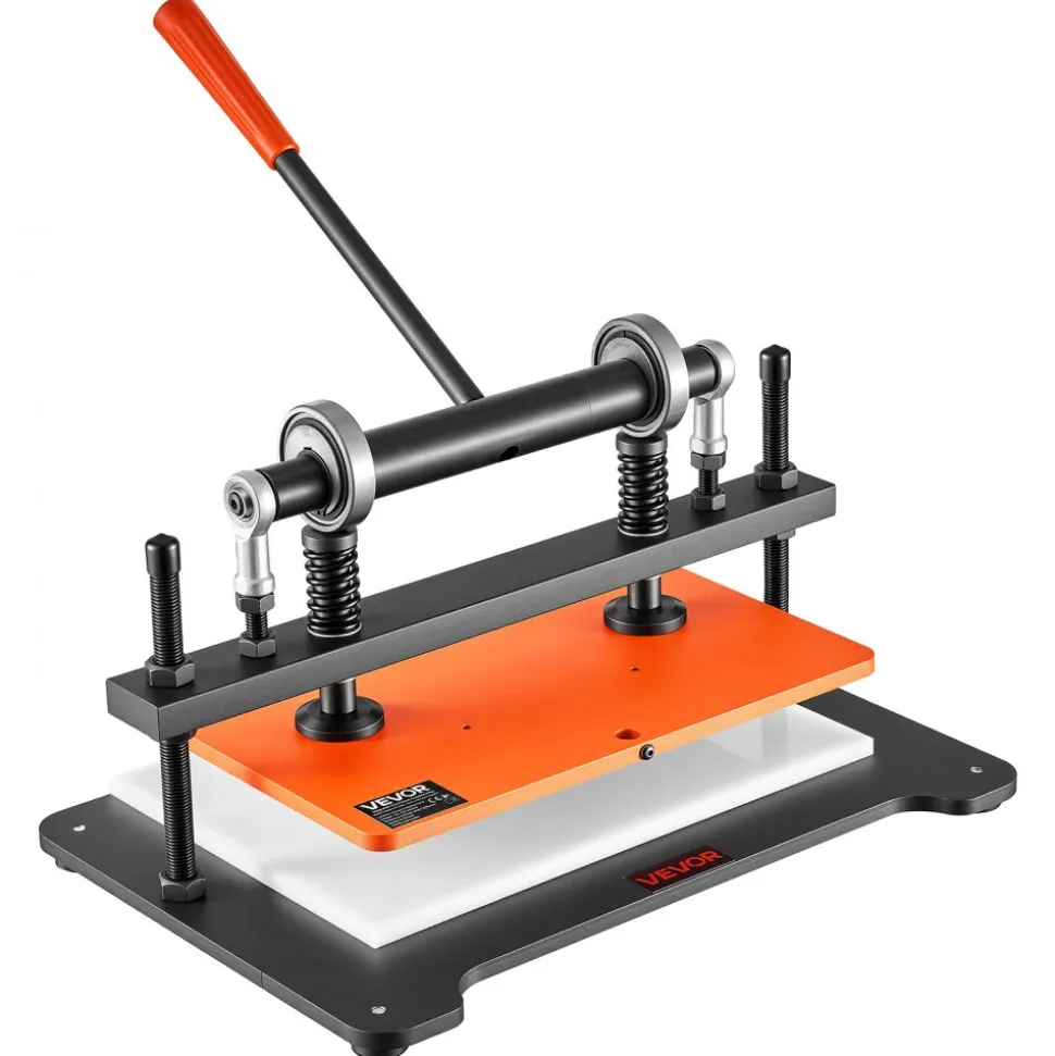 VEVOR Leather Cutting Machine 14.17 x 10.24 in Embossing Plate Die Cutter, Hand Press Leather Embossing & Die Cutting, 3300 lbs Pressure, 0.47 in Stroke, Dual Guide Shafts, for Fabric, Paper, Silicone