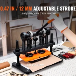 VEVOR Leather Cutting Machine, 10.2 x 4.7 in Embossing Plate Manual Die Cutter, 0.47 in Pressure Stroke Dual Guide Shafts Die Cut Machine, Leather Embossing Machine for Various of Materials