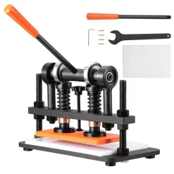 VEVOR Leather Cutting Machine, 10.2 x 4.7 in Embossing Plate Manual Die Cutter, 0.47 in Pressure Stroke Dual Guide Shafts Die Cut Machine, Leather Embossing Machine for Various of Materials