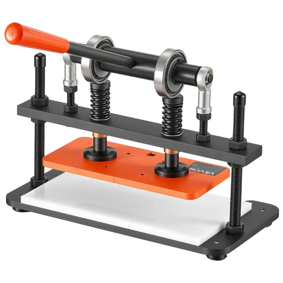 VEVOR Leather Cutting Machine 10.24 x 4.72 in Embossing Plate Die Cutter, Hand Press Leather Embossing & Die Cutting, 3300 lbs Pressure, 0.47 in Stroke, Dual Guide Shafts, for Fabric, Paper, Silicone