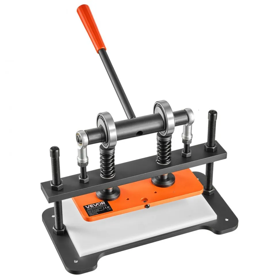 VEVOR Leather Cutting Machine 10.24 x 4.72 in Embossing Plate Die Cutter, Hand Press Leather Embossing & Die Cutting, 3300 lbs Pressure, 0.47 in Stroke, Dual Guide Shafts, for Fabric, Paper, Silicone