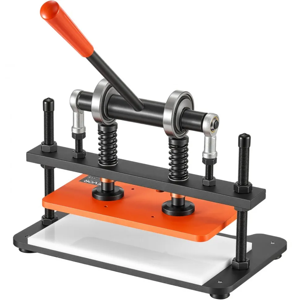VEVOR Leather Cutting Machine 11.02 x 5.51 in Embossing Plate Die Cutter, Hand Press Leather Embossing & Die Cutting, 3300 lbs Pressure, 0.47 in Stroke, Dual Guide Shafts, for Fabric, Paper, Silicone