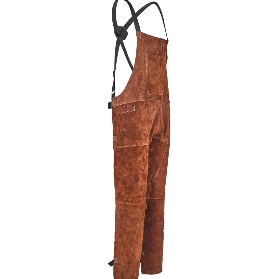 VEVOR Leather Welding Apron Split Leg, Heavy Duty Cowhide Flame Resistant Welding Pants for Men Women, Heat-Resistant Safety Apron with 3 Pockets for Woodworking, Gardening, Blacksmithing, M-Size