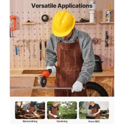 VEVOR Leather Welding Apron Split Leg, Heavy Duty Cowhide Flame Resistant Welding Pants for Men Women, Heat-Resistant Safety Apron with 3 Pockets for Woodworking, Gardening, Blacksmithing, M-Size
