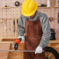VEVOR Leather Welding Apron Split Leg, Heavy Duty Cowhide Flame Resistant Welding Pants for Men Women, Heat-Resistant Safety Apron with 3 Pockets for Woodworking, Gardening, Blacksmithing, M-Size