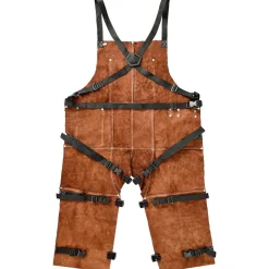 VEVOR Leather Welding Apron Split Leg, Heavy Duty Cowhide Flame Resistant Welding Pants for Men Women, Heat-Resistant Safety Apron with 3 Pockets for Woodworking, Gardening, Blacksmithing, M-Size