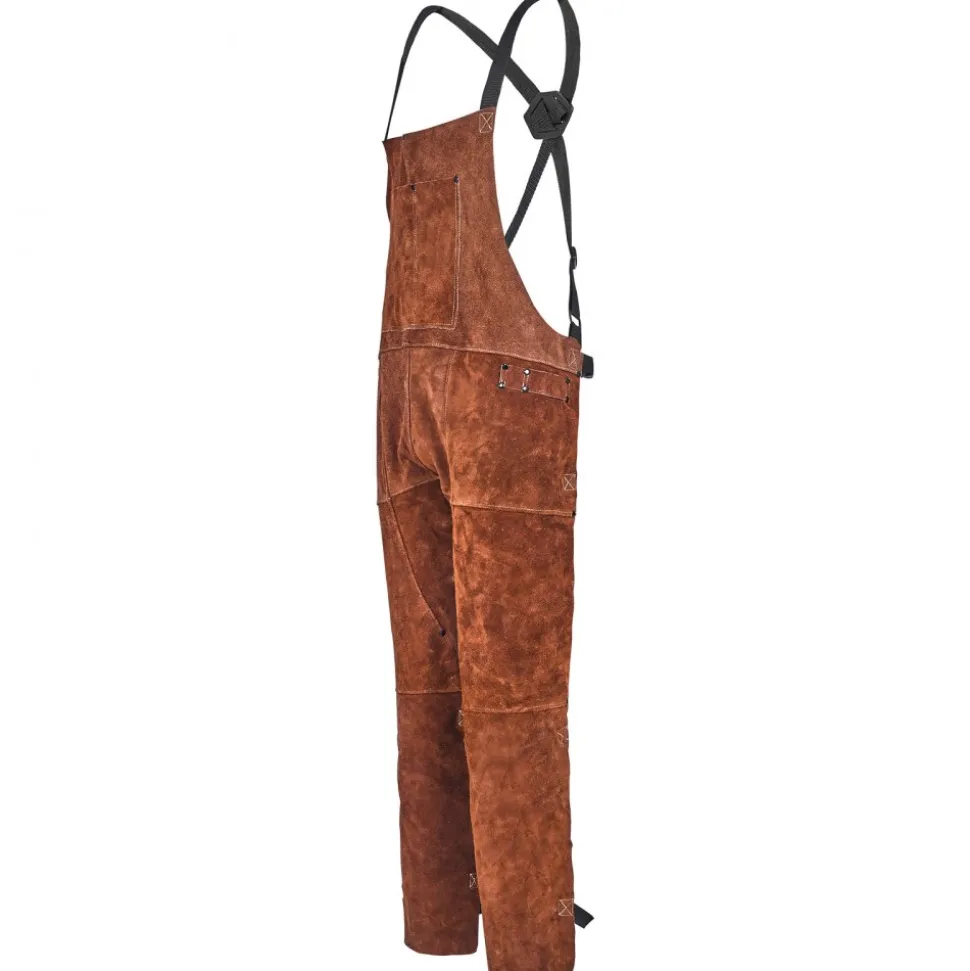 VEVOR Leather Welding Apron Split Leg, Heavy Duty Cowhide Flame Resistant Welding Pants for Men Women, Heat-Resistant Safety Apron with 3 Pockets for Woodworking, Gardening, Blacksmithing, M-Size