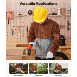VEVOR Leather Welding Cape Sleeve, Heavy Duty Flame Resistant Cowhide Safety Cape Sleeves for Men Women, Heat-Resistant for Welding, Blacksmithing, Woodworking, Gardening, XXL-Size