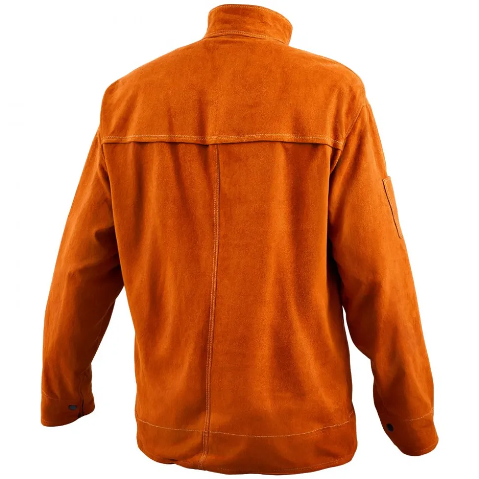VEVOR Leather Welding Jacket, Heavy Duty Cowhide Flame Resistant Welding Coat, Waterproof Heat-Resistant Safety Jacket with 4 Pockets & Adjustable Cuffs for Welders Steelworks - XXL Size