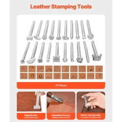 VEVOR Leather Working Tools Kit, 92 PCS Leather Craft Tools with Portable Leather Storage Bag, Engraving Punching Sewing Stamping Sanding Tools, Ideal for Beginners DIY Enthusiasts and Professionals