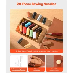 VEVOR Leather Working Tools Kit, 92 PCS Leather Craft Tools with Portable Leather Storage Bag, Engraving Punching Sewing Stamping Sanding Tools, Ideal for Beginners DIY Enthusiasts and Professionals
