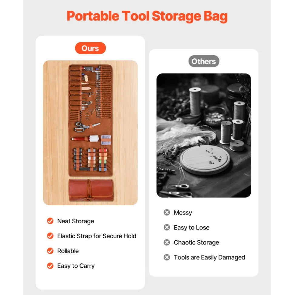 VEVOR Leather Working Tools Kit, 92 PCS Leather Craft Tools with Portable Leather Storage Bag, Engraving Punching Sewing Stamping Sanding Tools, Ideal for Beginners DIY Enthusiasts and Professionals