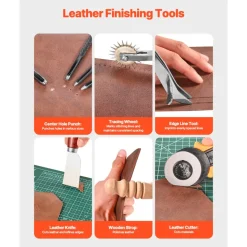 VEVOR Leather Working Tools Kit, 61 PCS Leather Craft Tools with Portable Canvas Storage Bag, Engraving Punching Sewing Stamping Sanding Tools, Ideal for Beginners DIY Enthusiasts and Professionals