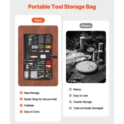 VEVOR Leather Working Tools Kit, 61 PCS Leather Craft Tools with Portable Canvas Storage Bag, Engraving Punching Sewing Stamping Sanding Tools, Ideal for Beginners DIY Enthusiasts and Professionals