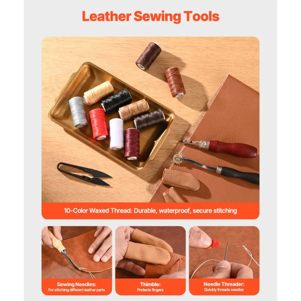 VEVOR Leather Working Tools Kit, 38 PCS Leather Craft Tools with Portable Canvas Storage Bag, Engraving Punching Sewing Stamping Cutting Tools, Ideal for Beginners DIY Enthusiasts and Professionals