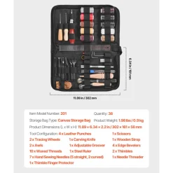 VEVOR Leather Working Tools Kit, 38 PCS Leather Craft Tools with Portable Canvas Storage Bag, Engraving Punching Sewing Stamping Cutting Tools, Ideal for Beginners DIY Enthusiasts and Professionals