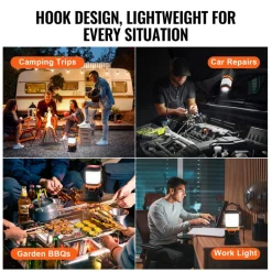VEVOR LED Camping Lantern, All-in-one, 1000LM, 360° Illumination, 4 Lighting Modes, Battery Powered Light, Outdoor Robust Flashlight, Built to Last Light, Ideal for Hiking Fishing Outages Repairs