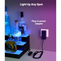 VEVOR LED Lighted Liquor Bottle Display, 2 Tiers 40 Inch Commercial Illuminated Home Bar Shelf, 2 Steps Whiskey Rack Stand, Acrylic Drink Shelves with RF Remote & App Control, and Multicolor lighting