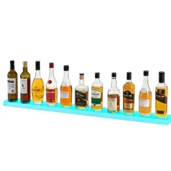 VEVOR LED Lighted Liquor Bottle Display, 2-Tier 16 Inch Whiskey Rack, Supports USB, Illuminated Home Bar Shelf with RF Remote & App Control, 7 Static Colors, Acrylic+ Wood Lighted Shelf for 8 Bottles