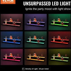 VEVOR LED Lighted Liquor Bottle Display, 2 Tiers 40 inches, Supports USB, Acrylic Illuminated Home Bar Shelf Display with RF Remote & App Control, 9 Static Colors, Timing Mode, for 20-28 Bottles