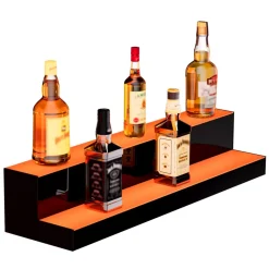 VEVOR LED Lighted Liquor Bottle Display, 2 Tiers 40 inches, Supports USB, Acrylic Illuminated Home Bar Shelf Display with RF Remote & App Control, 9 Static Colors, Timing Mode, for 20-28 Bottles