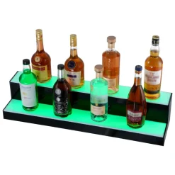 VEVOR LED Lighted Liquor Bottle Display, 2 Tiers 40 inches, Supports USB, Acrylic Illuminated Home Bar Shelf Display with RF Remote & App Control, 9 Static Colors, Timing Mode, for 20-28 Bottles