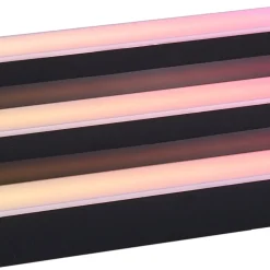 VEVOR LED Lighted Liquor Bottle Display, 3 Tiers 24 Inch Commercial Illuminated Home Bar Shelf, 3 Steps Whiskey Rack Stand, Acrylic Drink Shelves with RF Remote & App Control, and Multicolor lighting