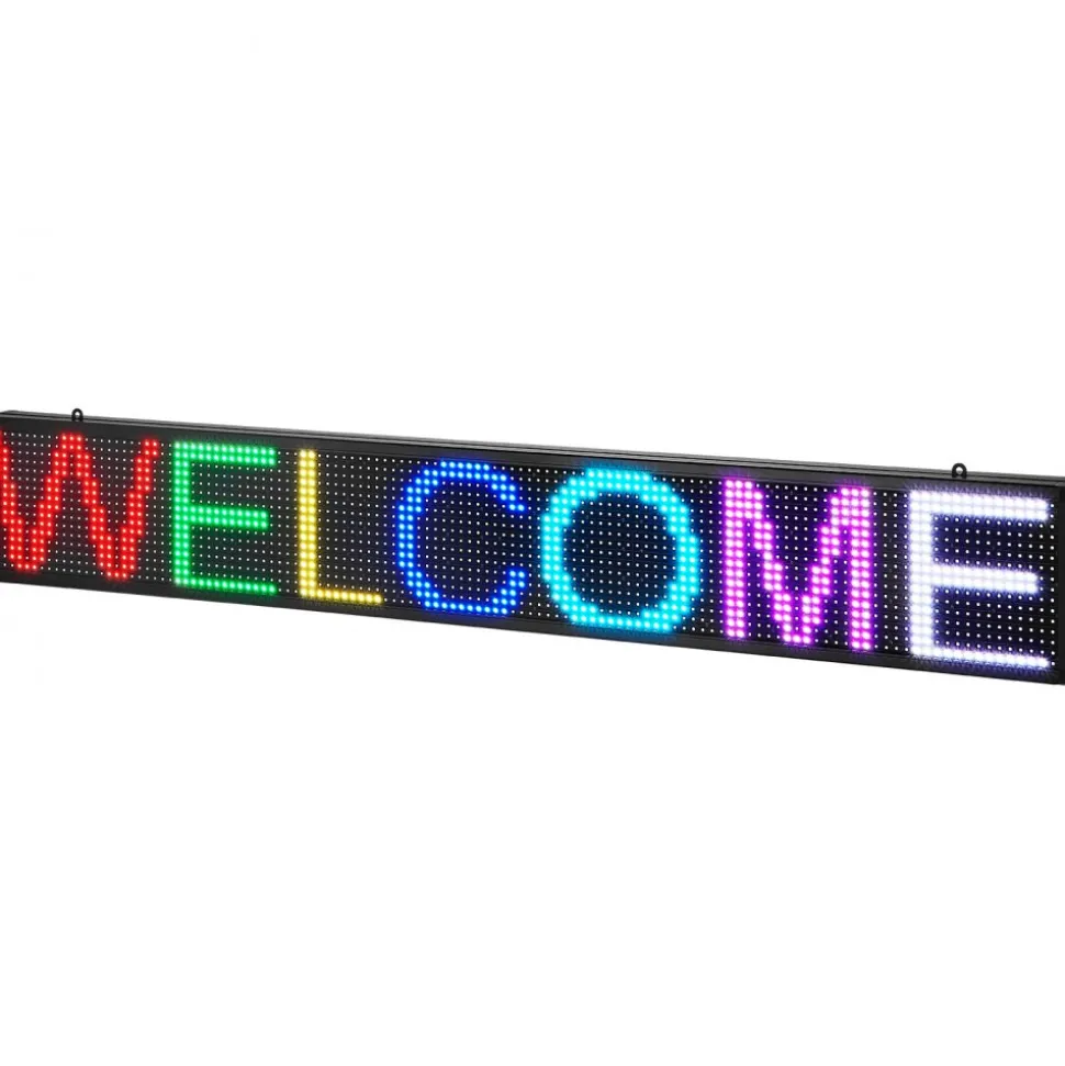 VEVOR LED Message Board, P10 Full Color Scrolling Display, Customizable Text and Animation via WIFI or USB, Ideal for Retail, Parties, and Bars, 52"x8"
