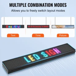 VEVOR LED Message Board, P10 Full Color Scrolling Display, Customizable Text and Animation via WIFI or USB, Ideal for Retail, Parties, and Bars, 52